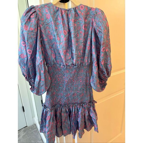 NWT Cynthia Rowley smocked silk twill dress, Small $495 - Picture 9 of 11